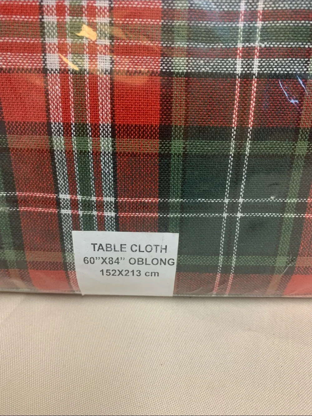 NWT Trends Collections Holiday Plaid Tablecloth 60